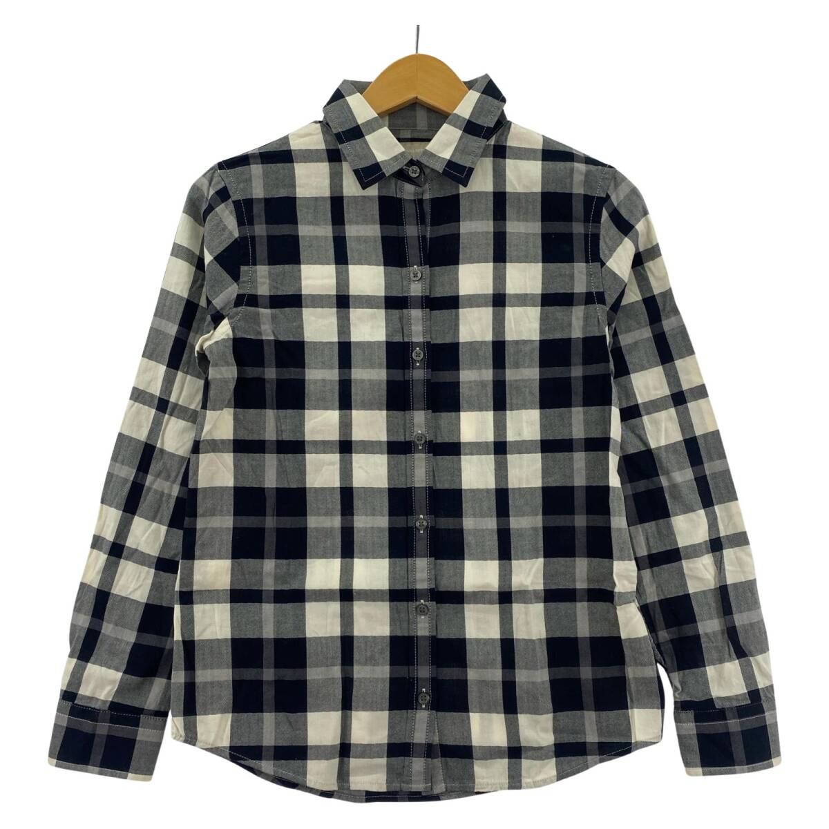 BANANA REPUBLIC バナナリパブリック チェック 長袖シャツ sizeXS/ブラック×ホワイト ゆうパケットOK拍卖