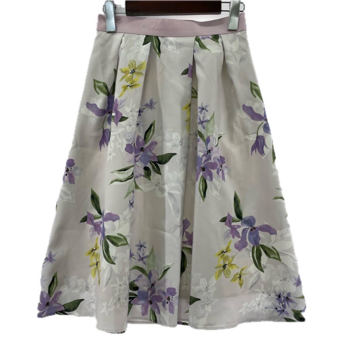 Apuweiser-riche アプワイザーリッシェ 花柄 フレア スカート size1/ペールピンクパープル系 ゆうパケットOK拍卖