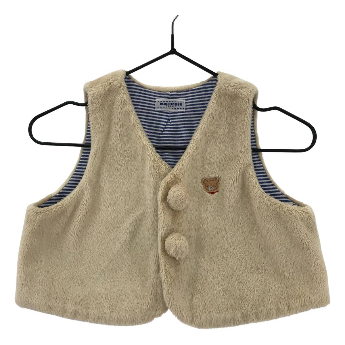 miki house ミキハウス フリース ベスト sizeベビーフリー(70-80)/ベージュ ゆうパケットOK拍卖
