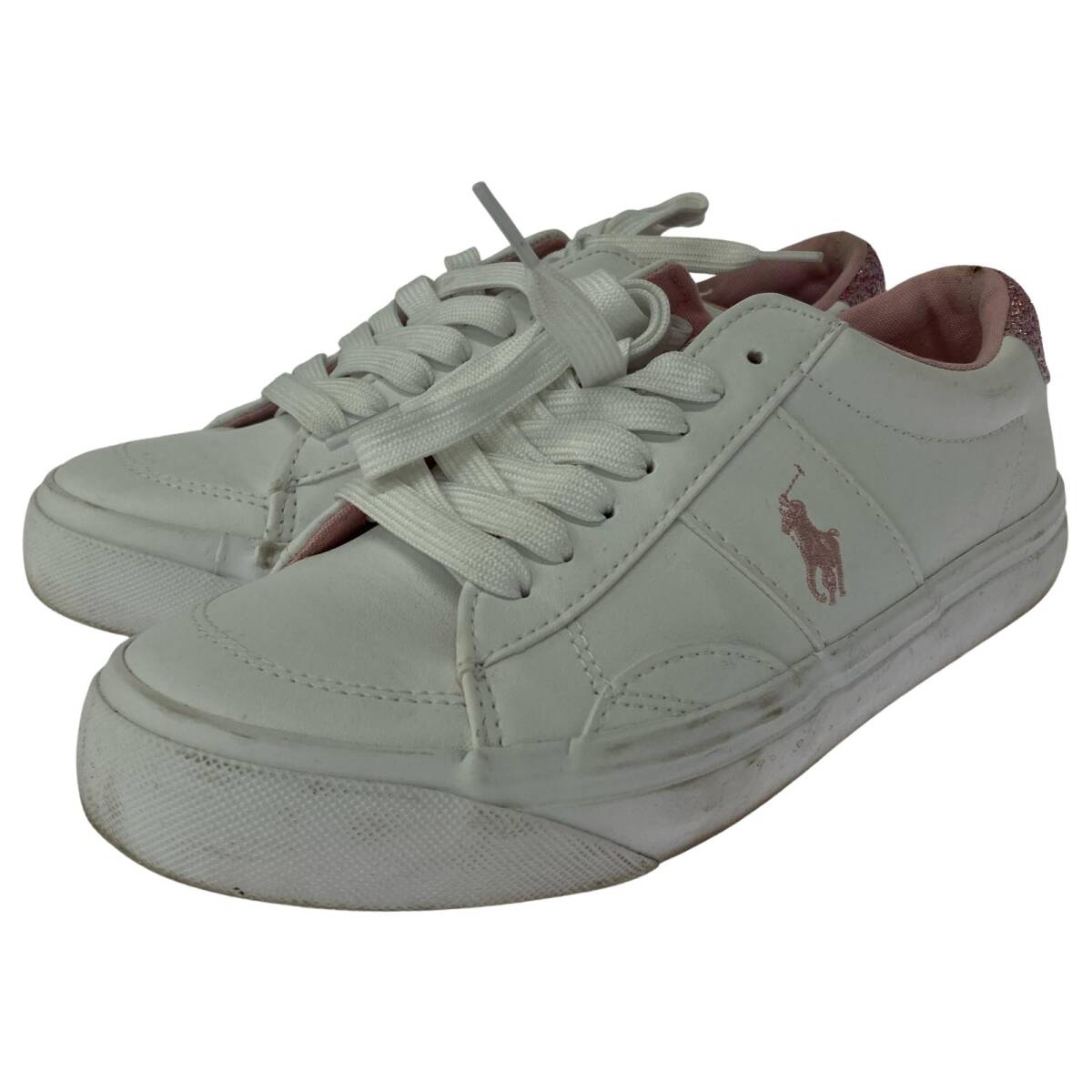 POLO RALPH LAURENポロ ラルフ ローレン ラメ スニーカー size23.5cm/ホワイト×ピンク拍卖