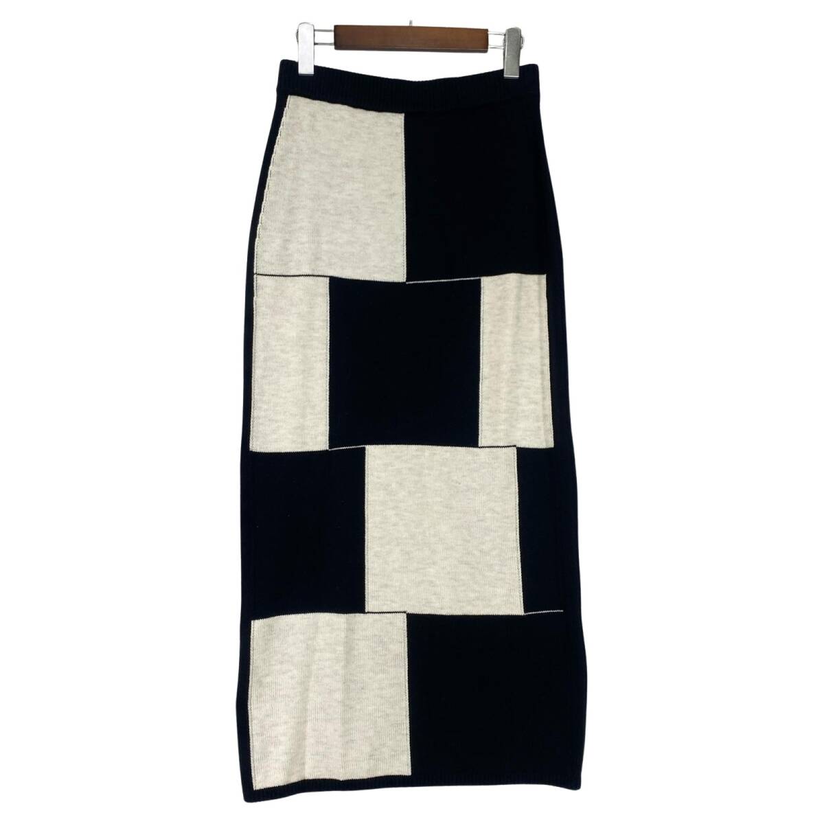 UNITED ARROWS ユナイテッドアローズ ニットロング スカート sizeFREE/ブラック×ホワイト拍卖
