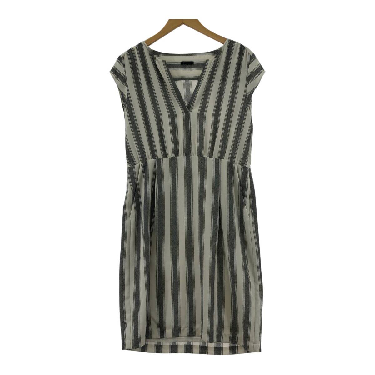 NOMBRE IMPAIR ノンブルアンペール スキッパー ストライプ ワンピース sizeF/グレー×アイボリー ゆうパケットOK拍卖