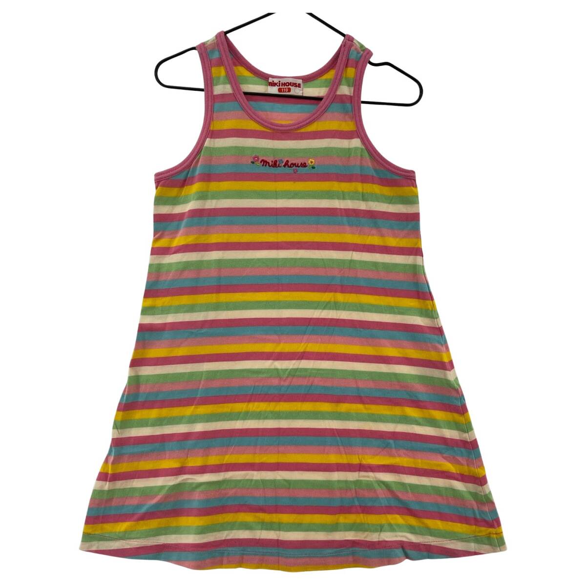 mikihouse ミキハウス ボーダー ノースリーブ ワンピース size110/マルチカラー ゆうパケットOK拍卖