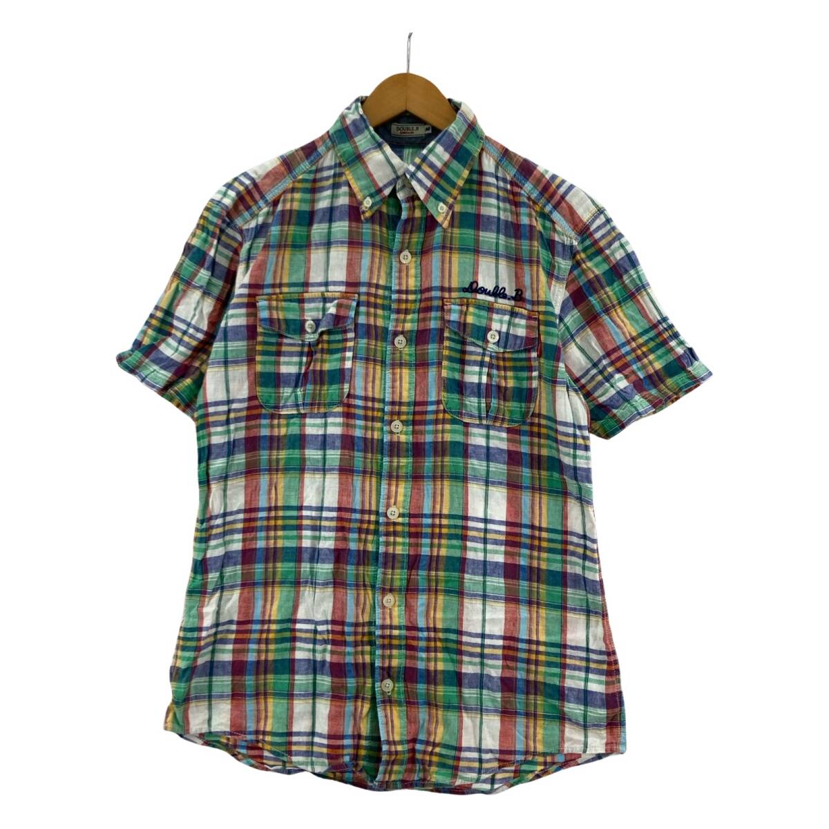 DOUBLE.B ダブルビー チェック 半袖シャツ sizeM/マルチカラー拍卖