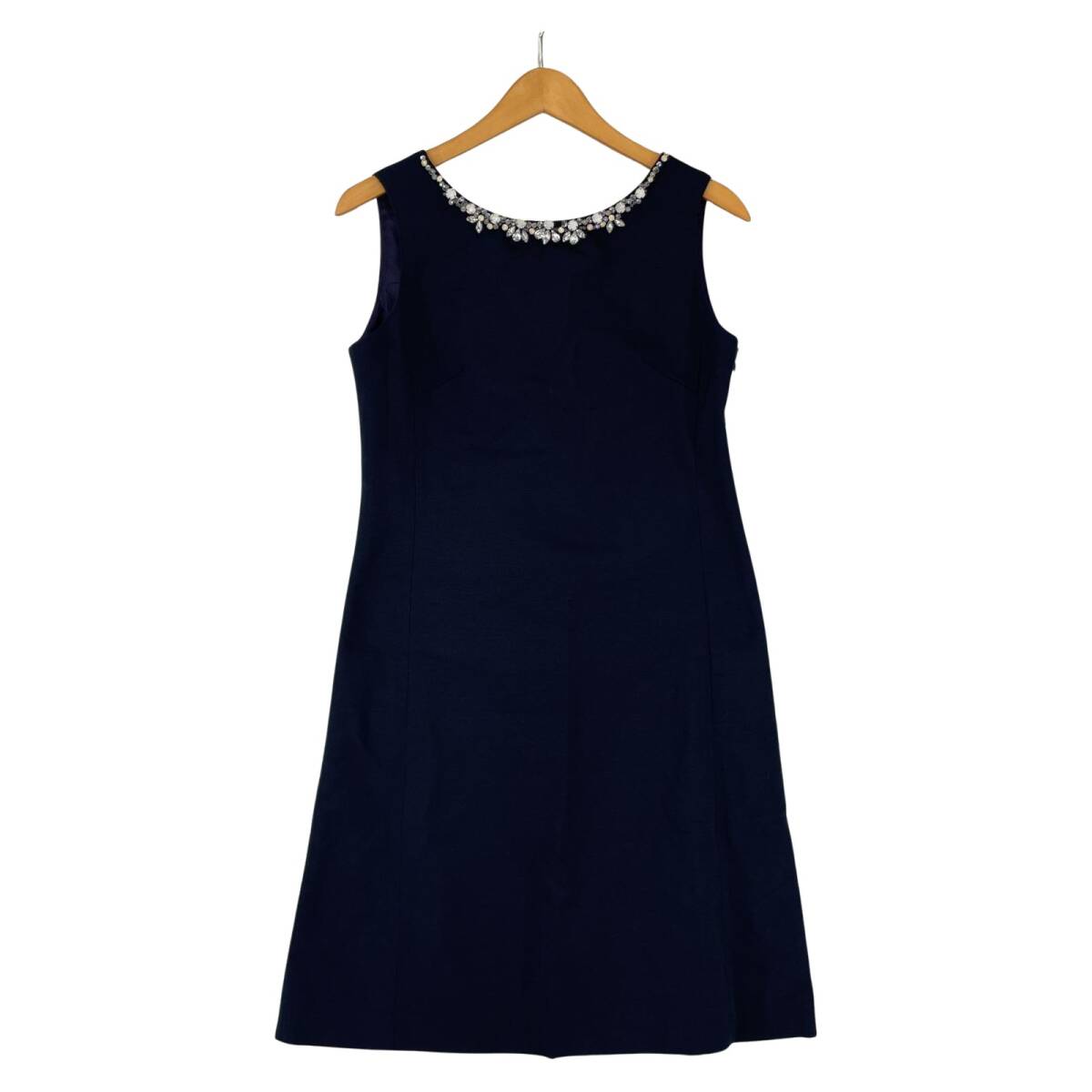 Apuweiser luxe アプワイザーリュクス ビジュー リボン ワンピース size1/ネイビー拍卖