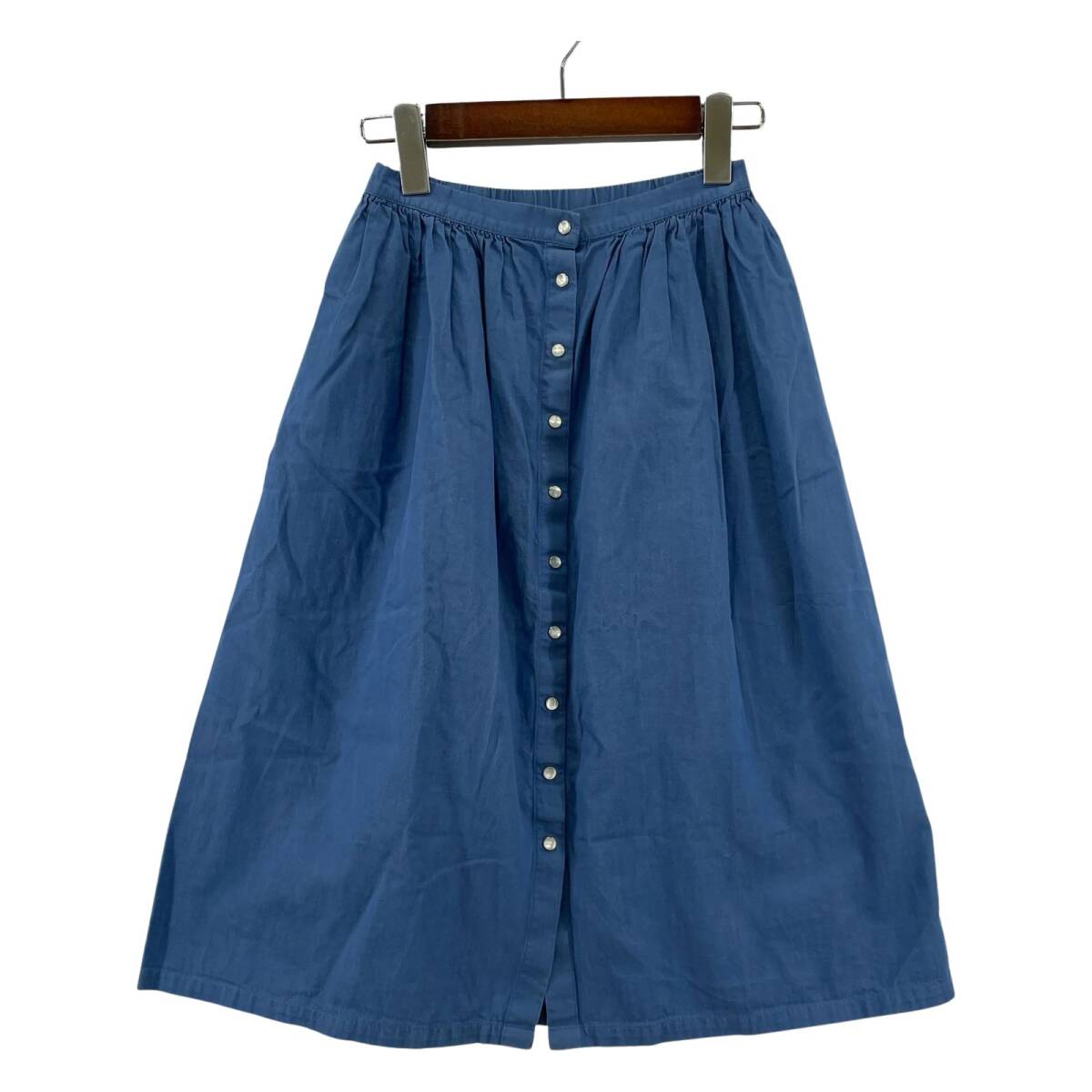 agnes b. アニエスベー フロントボタン スカート size10ans/ブルー ゆうパケットOK拍卖