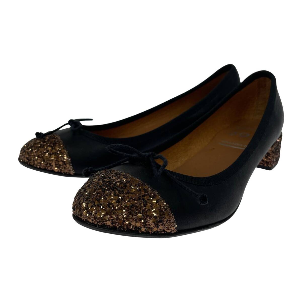 LAVORAZIONE ARTIGIANAラボラツィオーネアルティッジャーナ ラメ パンプス size37/ブラック拍卖