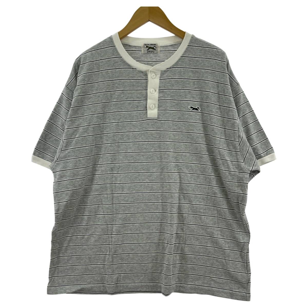 FREAK'S STORE フリークスストア ×The FOX COLLECTION ボーダー ワンポイント刺 半袖Tシャツ sizeM/グレー×ホワイト×ブラック拍卖