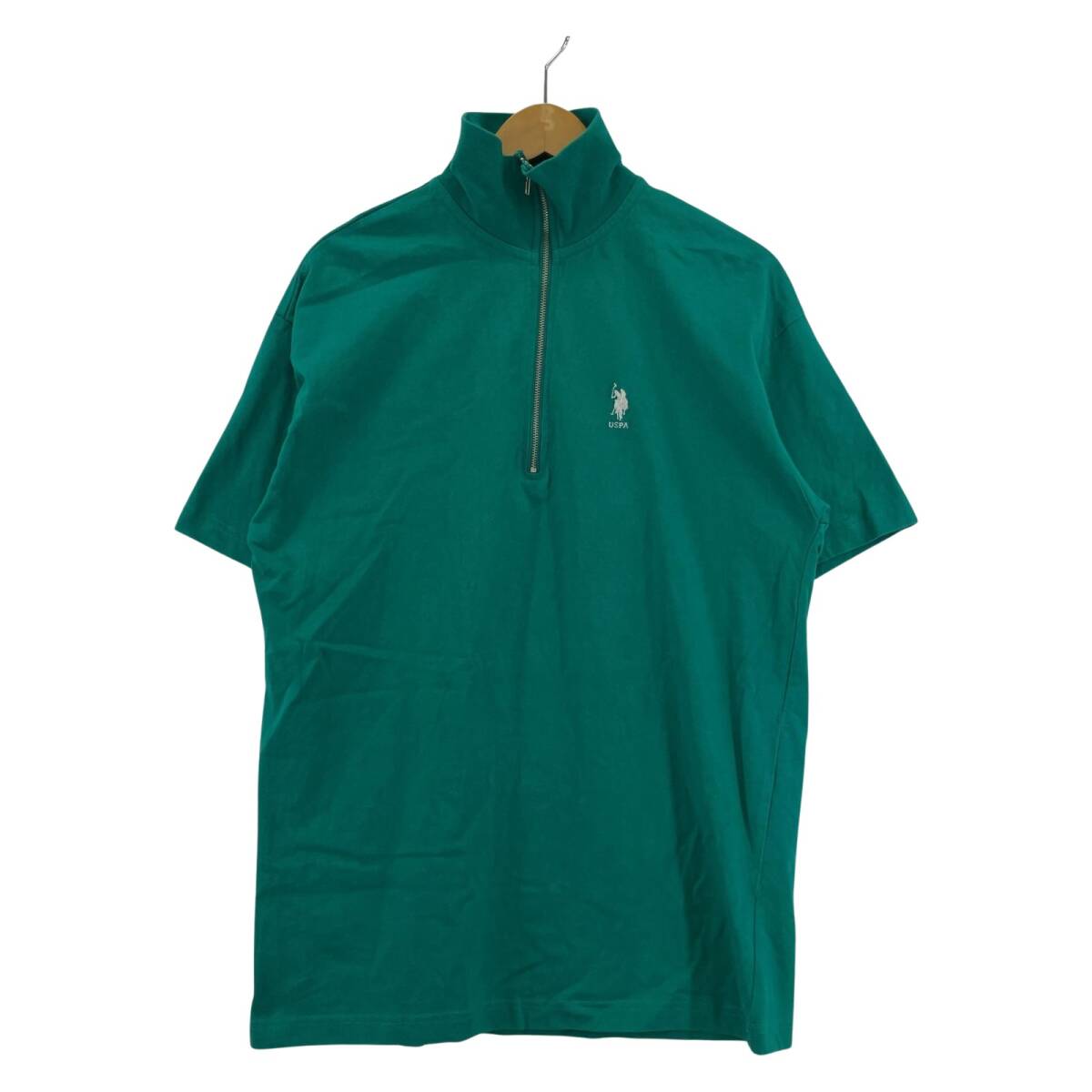 U.S. POLO ASSN.ユーエスポロアッスン ワンポイント刺 ハーフジップ ポロシャツ sizeF/グリーン ゆうパケットOK拍卖