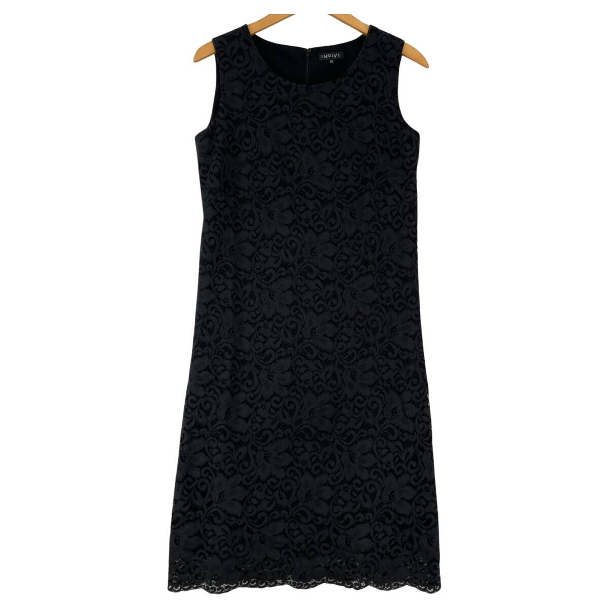 INDIVI インディヴィ ノースリーブ ワンピース size38/ブラック拍卖
