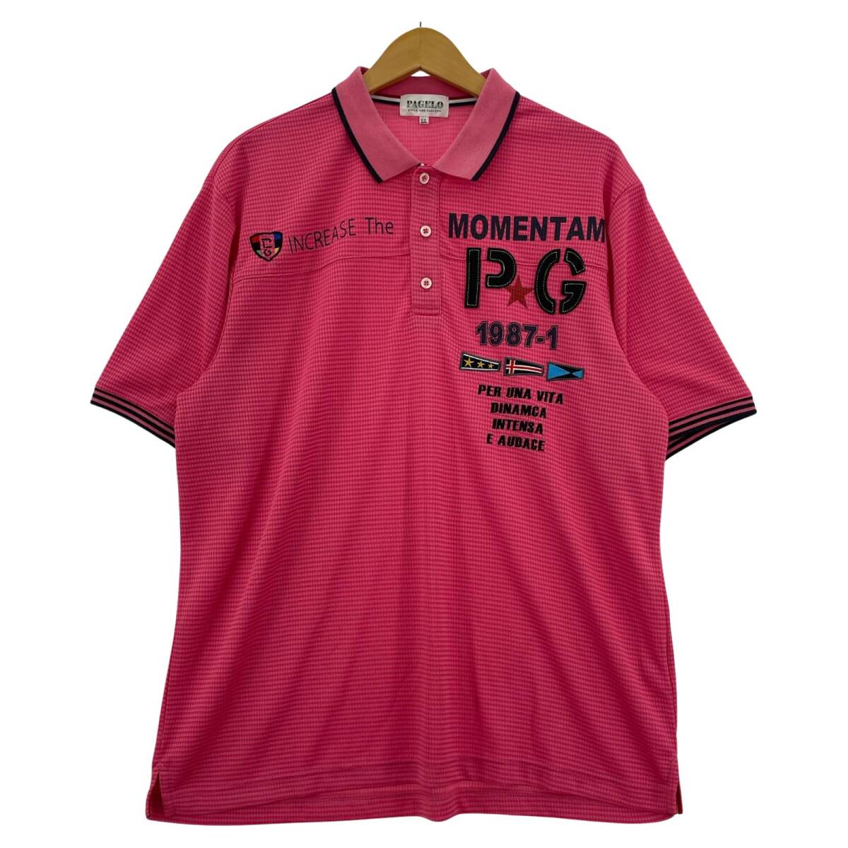 PAGELO パジェロ チェック プリント ポロシャツ sizeLL/ピンク ゆうパケットOK拍卖