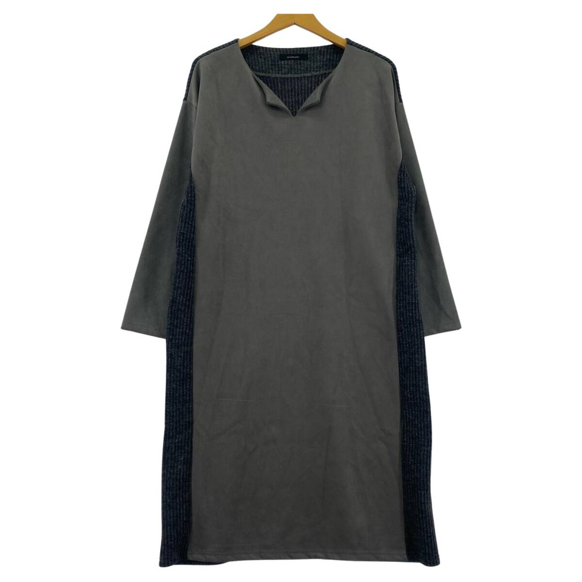 INTERPLANET インタープラネット 素材切替 Iライン ワンピース sizeFREE/グレー系拍卖