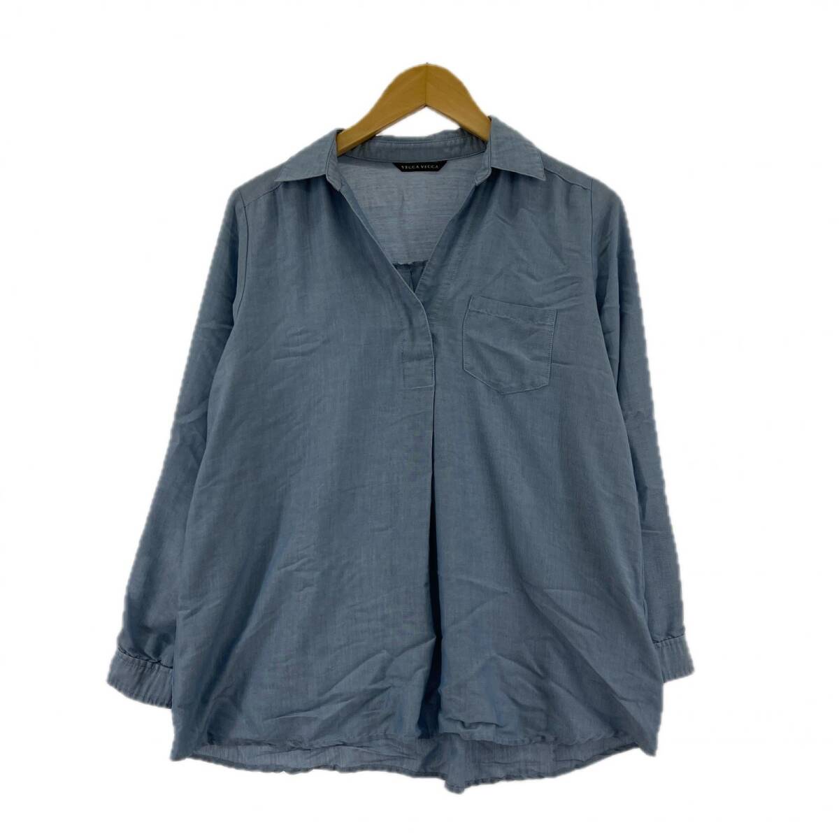 YECCA VECCA イェッカヴェッカ スキッパー ブラウス sizeF/ライトブルー ゆうパケットOK拍卖