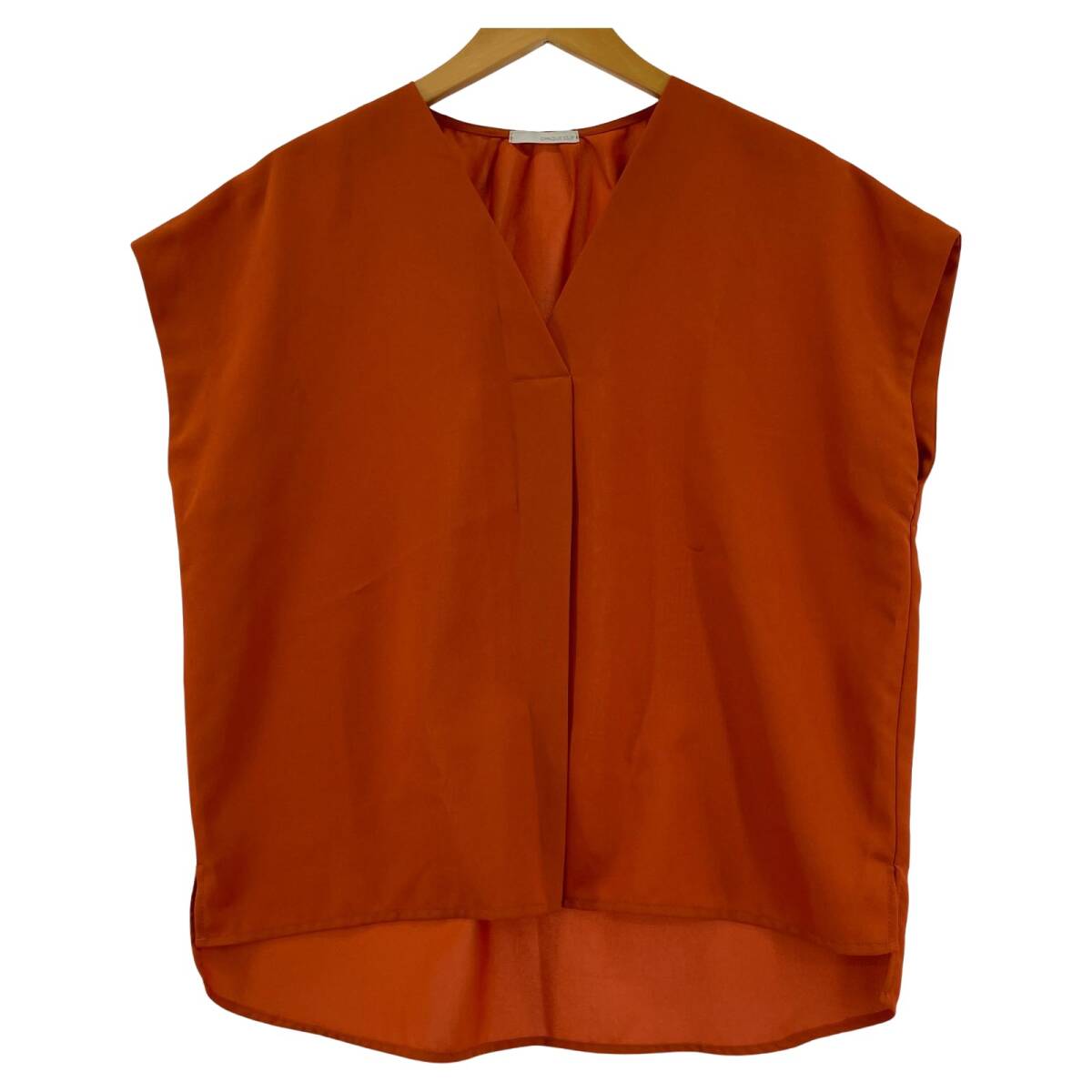 OPAQUE.CLIP オペークドットクリップ Vネック フレンチスリーブ ブラウス size40/L/オレンジ ゆうパケットOK拍卖