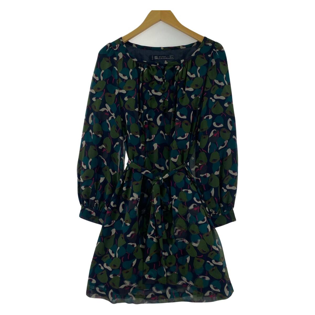 MELROSE CLAIRE メルローズクレール 果物柄 Uネック ワンピース size表記なし/ネイビー系拍卖