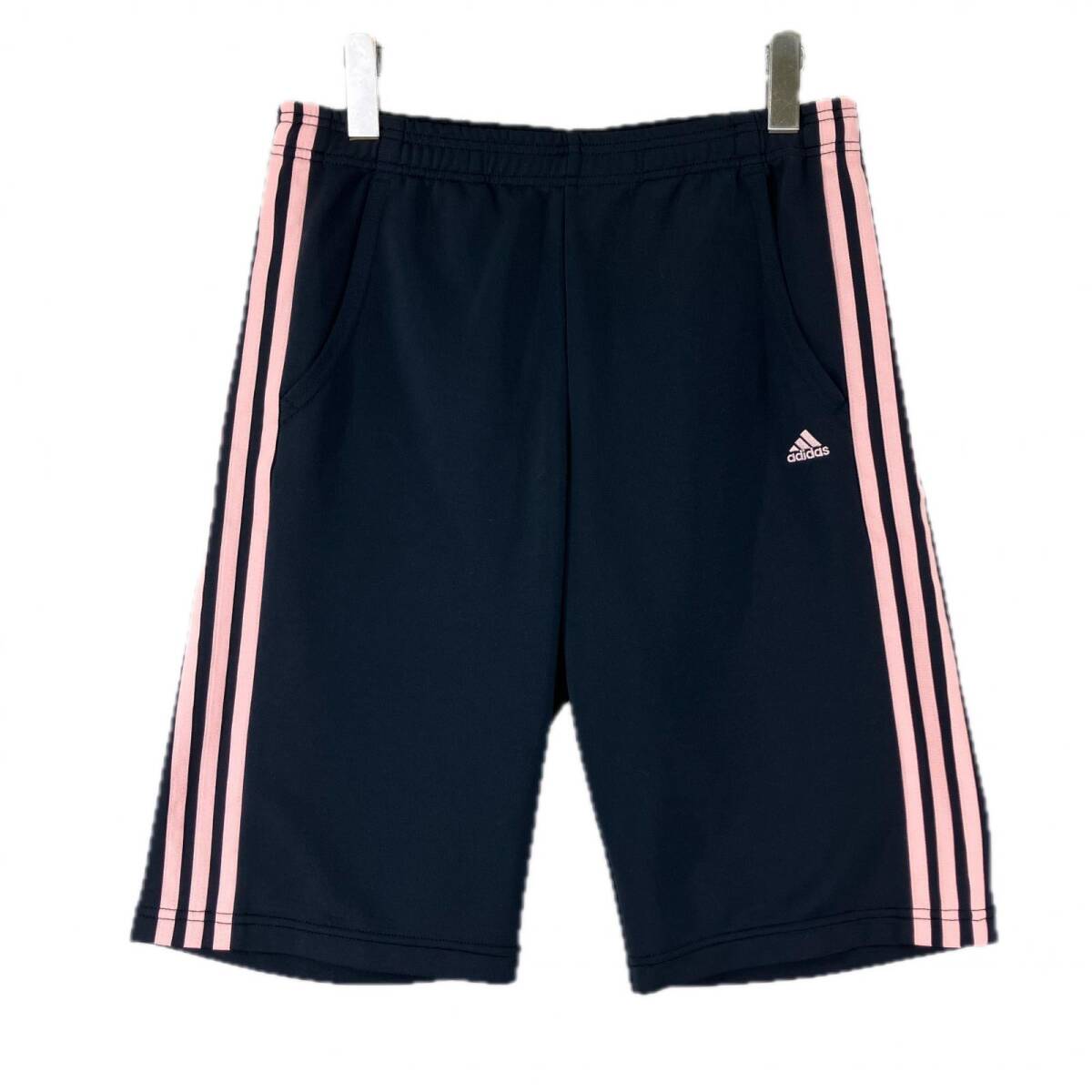 adidas アディダス スリーライン ハーフ パンツ sizeUSA M/ネイビー×ピンク ゆうパケットOK拍卖