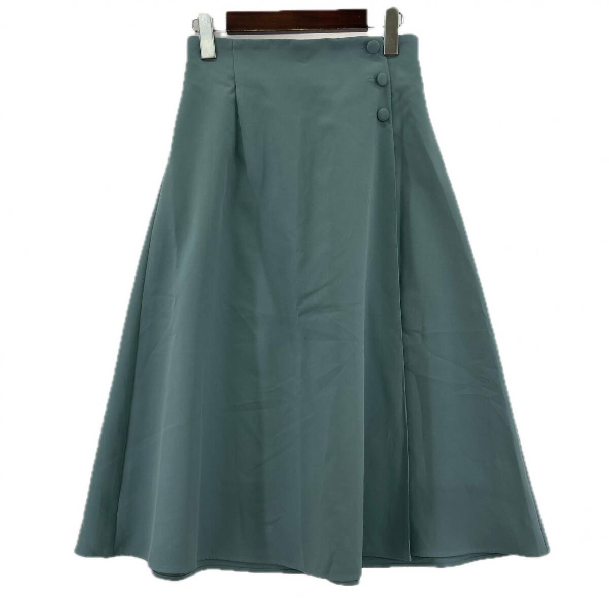 美品 N.Natural Beauty Basic エヌナチュラルビューティベーシック タグ付き サイドボタンフレア スカート sizeM/ブルー系拍卖