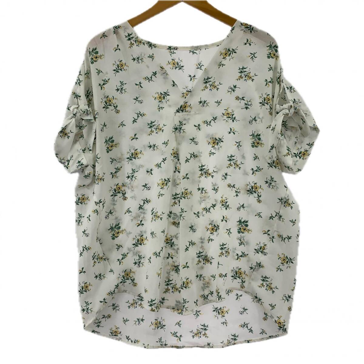 ROPE' PICNIC ロぺピクニック 花柄 リボンスリーブ ブラウス size40/ホワイト系 ゆうパケットOK拍卖