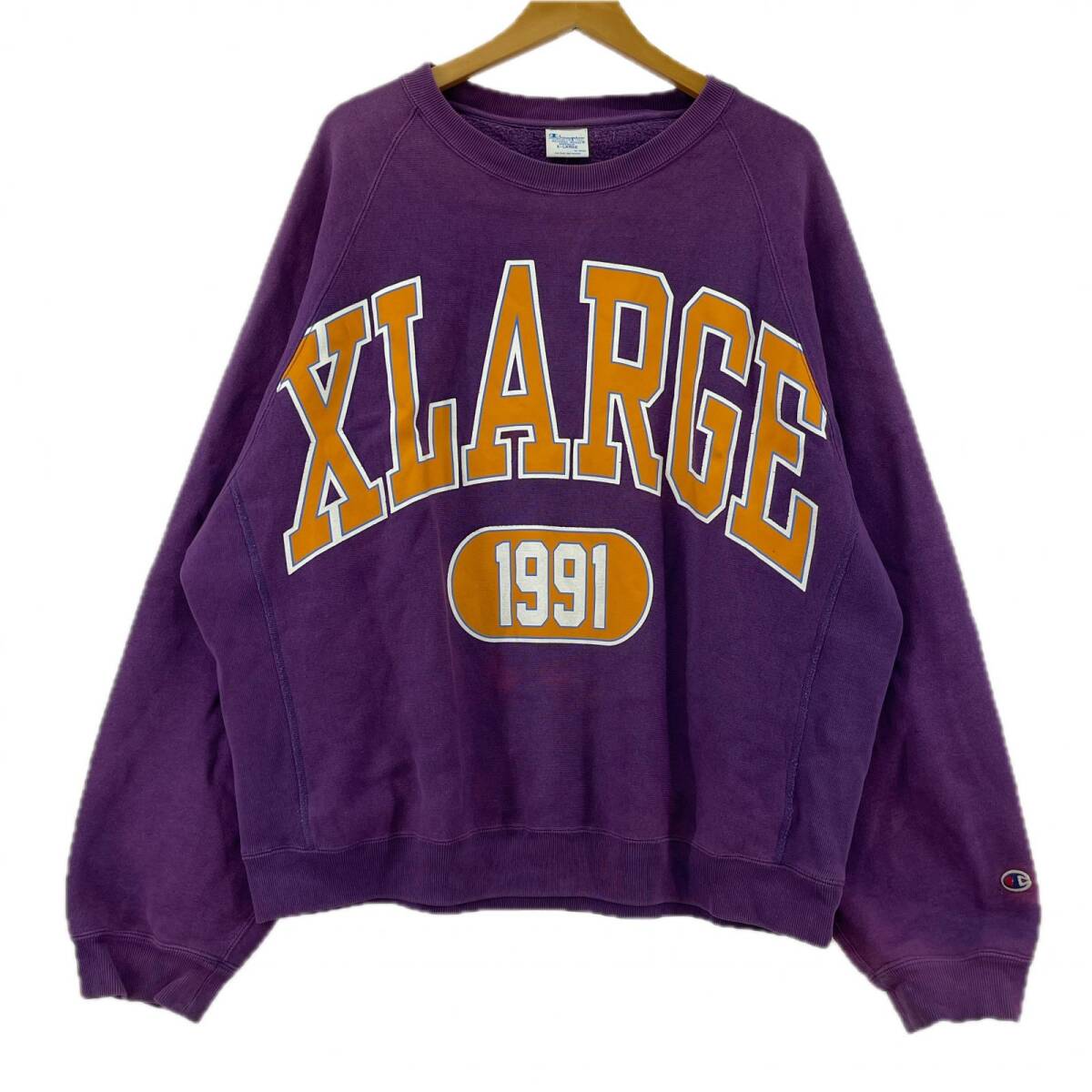 Champion チャンピオン 裏起毛 プリント スウェット sizeX-LARGE/パープル拍卖