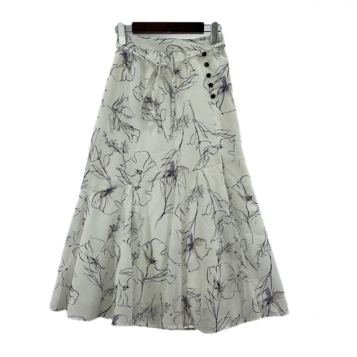 Apuweiser-riche アプワイザーリッシェ フラワー切替フレア スカート size0/ホワイト拍卖