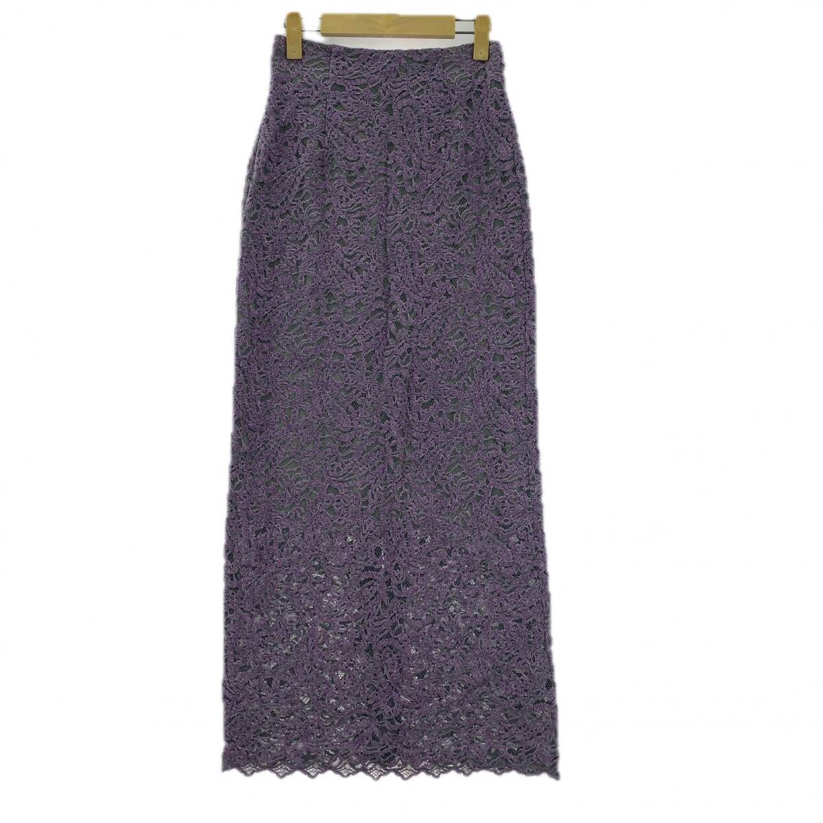snidel スナイデル ベロアレース ナロー ロングスカート size表記なし/ライトパープル ×グレー拍卖