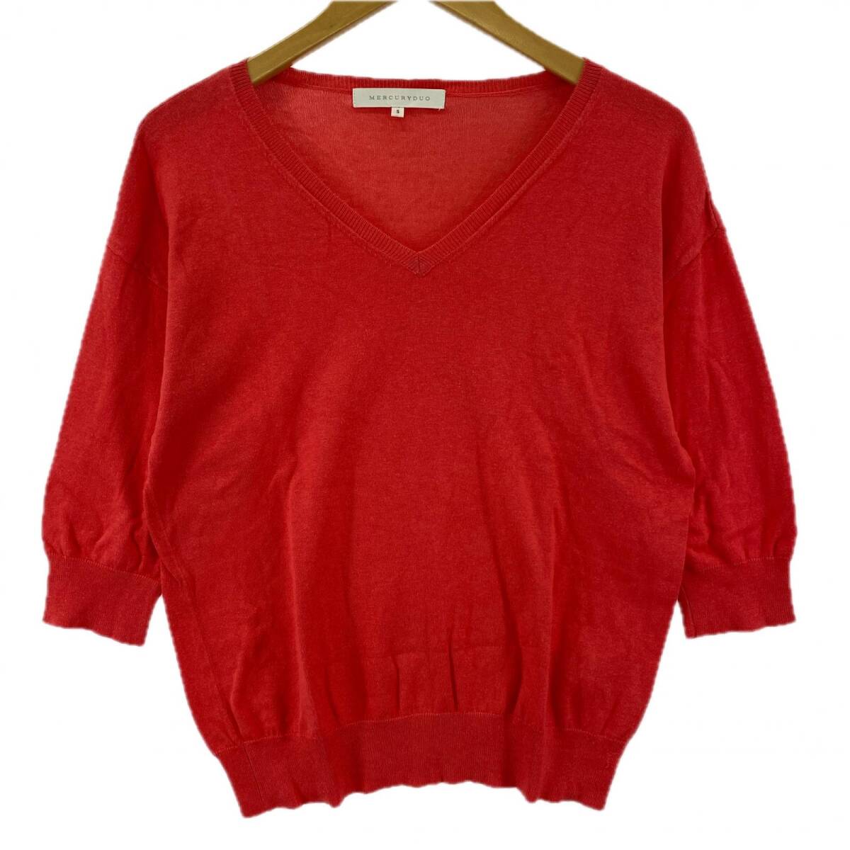 MERCURYDUO マーキュリーデュオ 七分袖 Vネック ニット sizeS/ピンク系 ゆうパケットOK拍卖