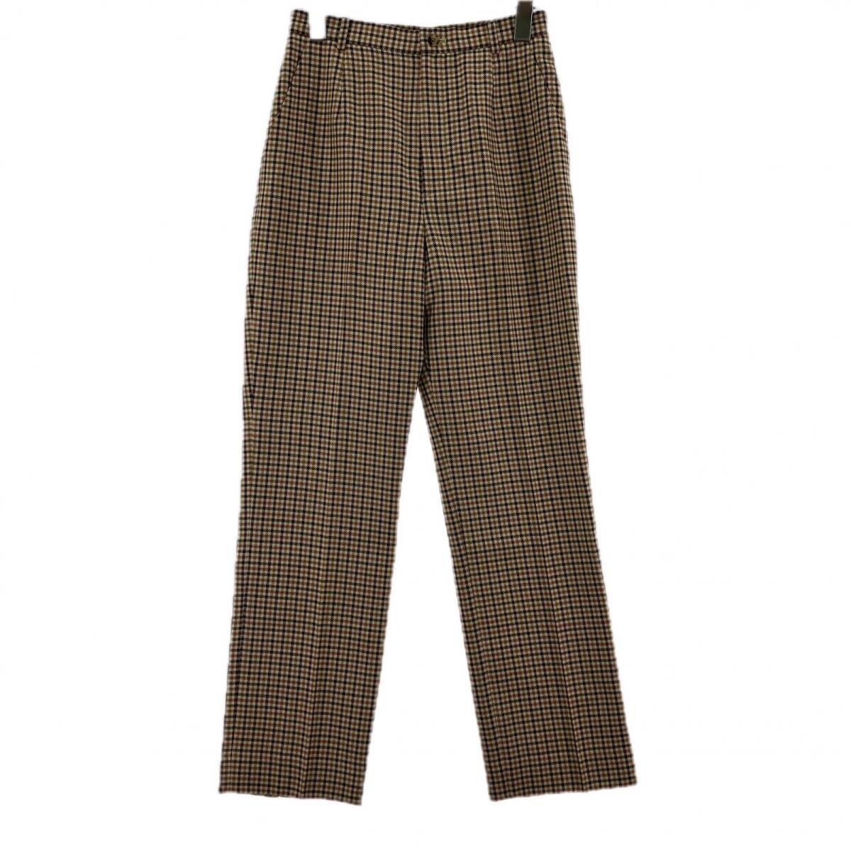 Aquascutum アクアスキュータム チェック柄 センタープレス パンツ size9/ベージュ×ピンク×ブラウン ゆうパケットOK拍卖