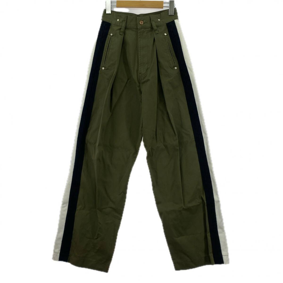 DOUBLE STANDARD CLOTHING ダブルスタンダードクロージング ライン タック パンツ size27/38/カーキ拍卖