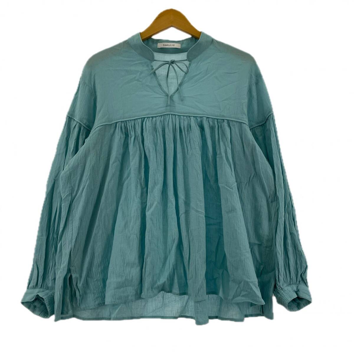 SIMPLICITE サンプリシテ ギャザー ブラウス size表記なし/ライトブルー拍卖