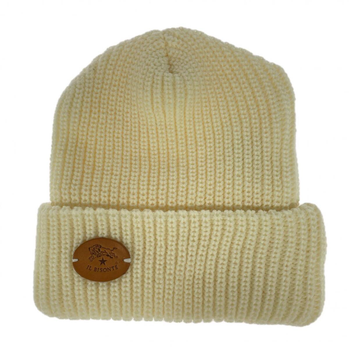 IL BISONTE イル ビゾンテ レザーパッチ ニットキャップ size表記なし/アイボリー拍卖