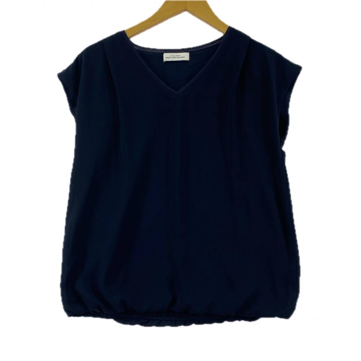 green label relaxing グリーンレーベルリラクシング ユナイテッドアローズ フレンチスリーブ ブラウス size表記なし/紺 ゆうパケットOK拍卖