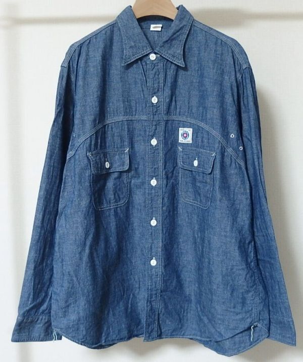 POST O'ALLS OVERALLS ポスト オーバーオールズ BEAMS PLUS 別注 1206BS-CC Tex Mex Work Shirt シャンブレー ワーク シャツ M拍卖