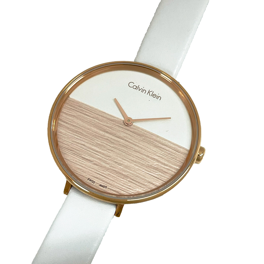 【新品・アウトレット処分品・CK-1TS】 Calvin Klein/カルバンクライン レディース 腕時計 K7A236LH クォーツ ホワイトレザー 稼働品拍卖