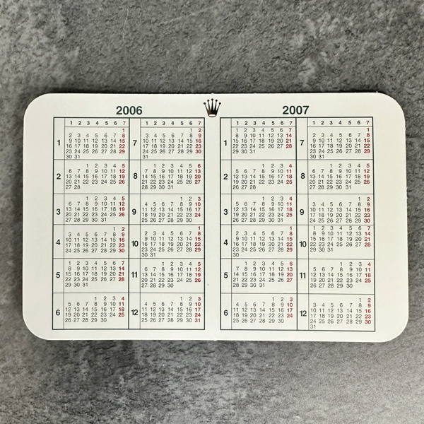 【未使用・長期保管品】 ROLEX/ロレックス 純正付属品 カード型カレンダー 2006-2007拍卖