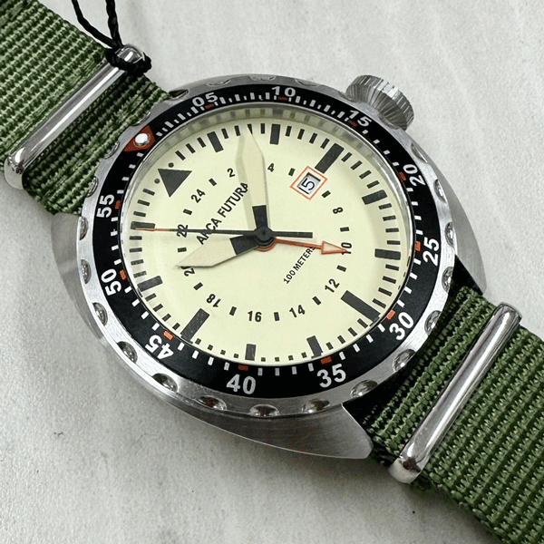 1円~!【未使用・展示処分品】 A ARCA FUTURA/アルカフトゥーラ メンズ腕時計 3750IV1 アイボリー/カーキ クォーツ 24時間表示拍卖