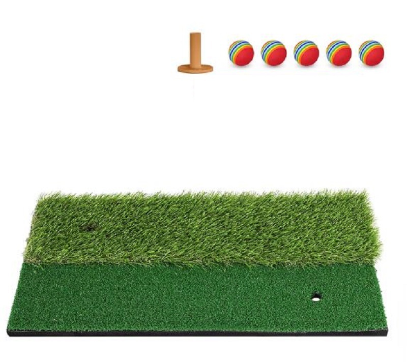 ゴルフ練習マット ゴルフ 2WAY 室内 スイング練習器具 屋外 ショット用 マット 素振り マット 人工芝 ゴムティー付き ゴルフボール付き拍卖