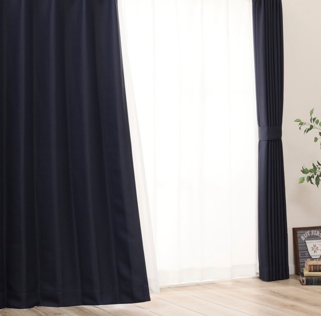 未使用 ニトリ カーテン 4枚セット エコオアシス 150x135cm ネイビー タッセル欠品 /513923在★2拍卖