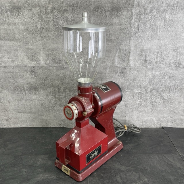 レトロ コーヒーミル【中古】動作保証 Lucky LM-400 ラッキーコーヒーマシン ワインレッド 昭和レトロ/514144拍卖