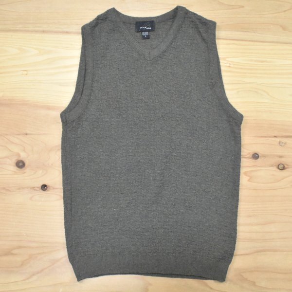 90s STUDIO BILL BLASS ビンテージ 立体編み ニット ベスト sizeS ML相当 カーキ 杢 セーター Made in USA USA製 90年代 USA古着拍卖