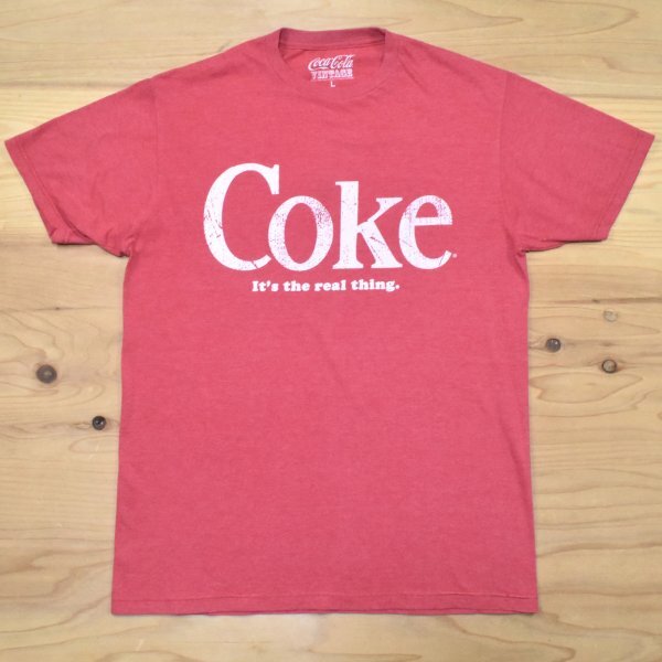 USA古着 Coca Cola VINTAGE Coke ロゴ Tシャツ sizeL 赤 杢 コカコーラ コーク レトロ ビンテージ アメリカ 海外オフィシャル 企業 会社拍卖
