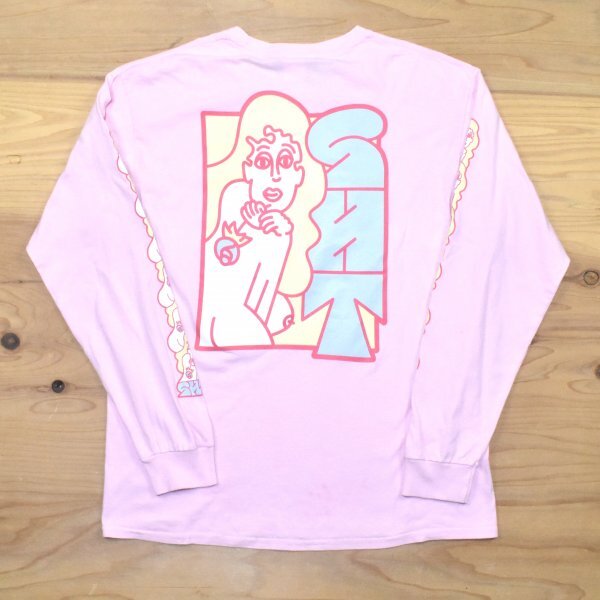 SAYHELLO ヌードプリント 長袖Tシャツ sizeL ピンク セイハロー 袖プリント バックプリント グラフィック アート ブランド古着拍卖