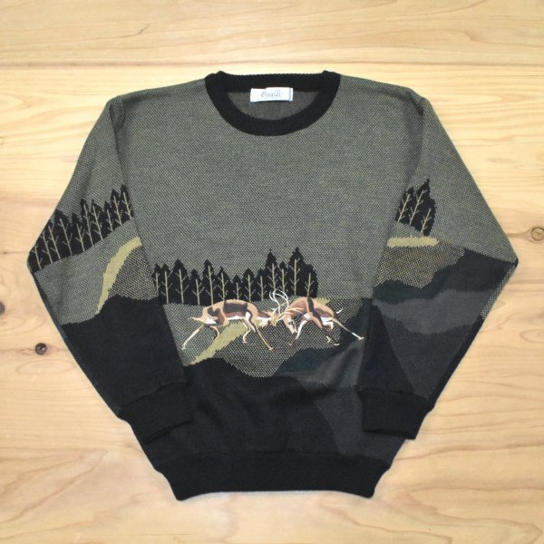 80s90s Vivaldi ビンテージ 刺繍 セーター sizeM 総柄 レトロ ニット 呂布カルマ ラッパー HIPHOP 80年代 90年代 古着 ウール混 アクリル拍卖