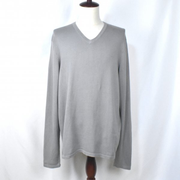 2000sUSA古着 OLD NAVY ビッグ Vネック コットン ニット カットソー sizeXL 灰 グレー オールドネイビー セーター 大きいサイズ アメリカ拍卖