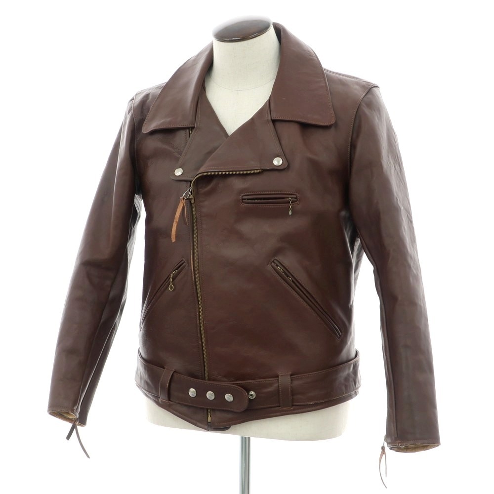 【中古】ザリアルマッコイズ The REAL McCOY'S JH-1 ホースレザー ライダースジャケット ブラウン【表記なし(L位)】 APD拍卖