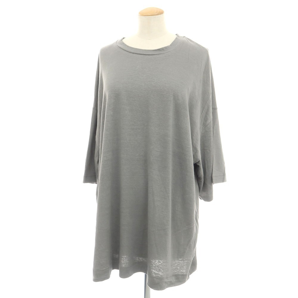 【新品アウトレット】スカリオーネ SCAGLIONE リネンポリウレタン オーバーサイズ クルーネック 半袖Tシャツ グレー【 S位 】拍卖
