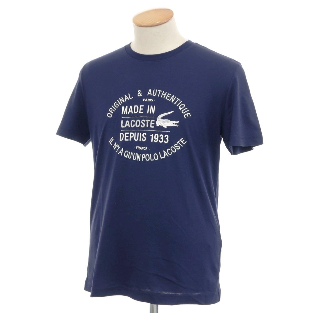 【未使用】ラコステ LACOSTE コットン クルーネック 半袖Tシャツ ネイビー【サイズ2】 CPD拍卖