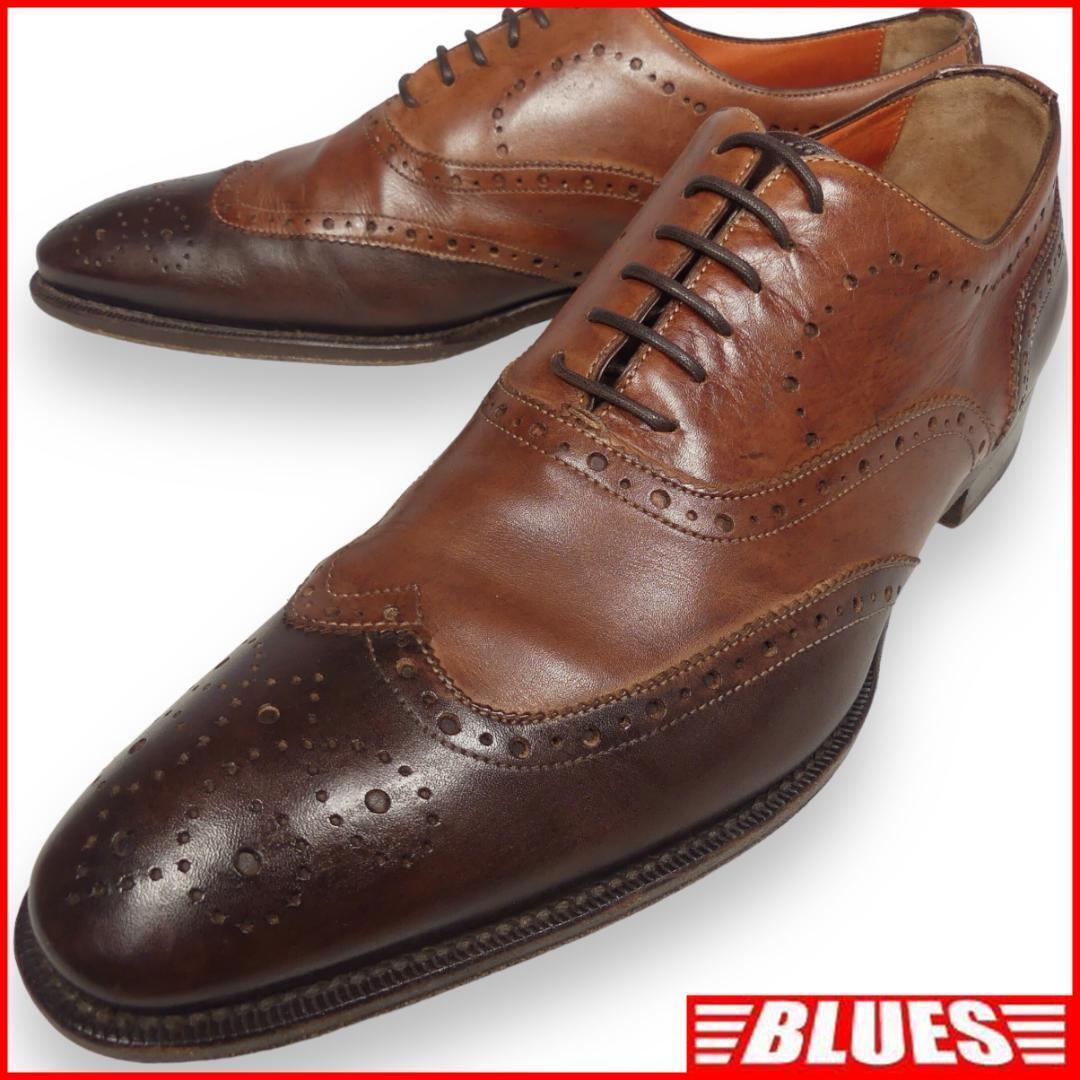 即決★イタリア製 Roland★26cm レザービジネスシューズ ローランド メンズ 8 茶 ウィングチップ 本革 レースアップ 本皮拍卖