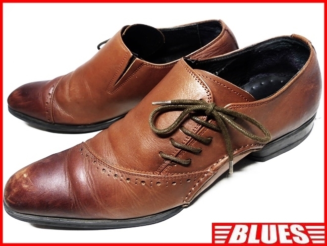 即決★BumpNGRIND★25cm レザービジネスシューズ バンプングラインド メンズ 40 茶 ブラウン 本革 ドレス 本皮 ヒール 革靴 メダリオン拍卖