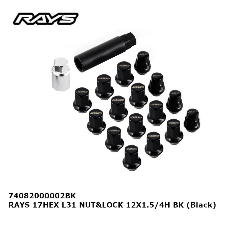 RAYS レイズ ナット&ロックセット ロックナット ブラック 黒 M12xP1.5 1.5 17HEX L31 4H用 4H 4穴 74082000002BK拍卖