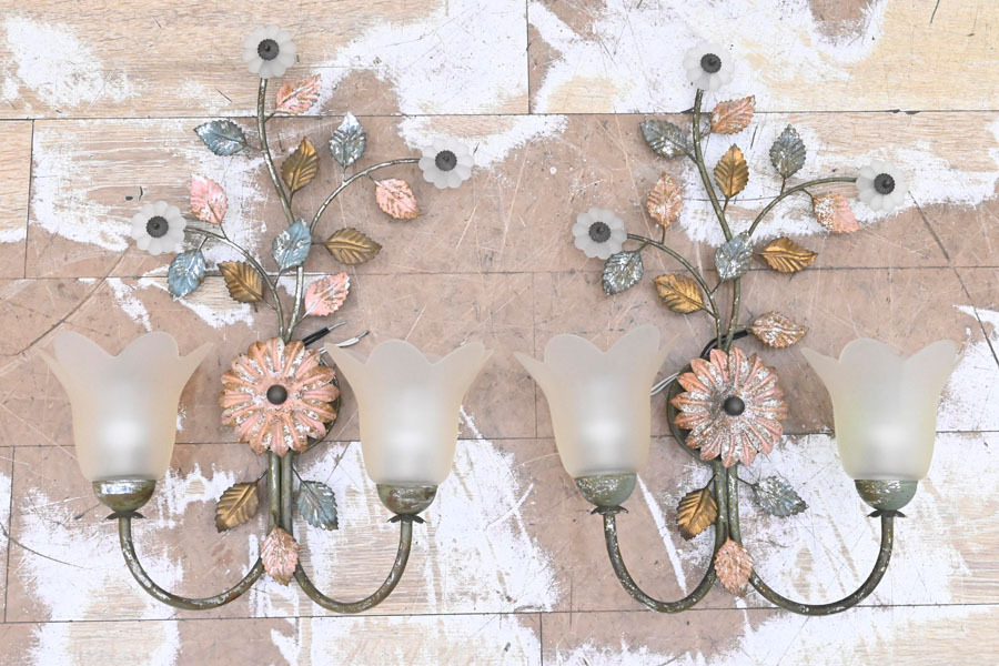 HG222 コイズミ アンティーク調 アイアン クラシック ロココ調 ブラケット 壁掛けランプ 照明 2灯 2点セット 拍卖